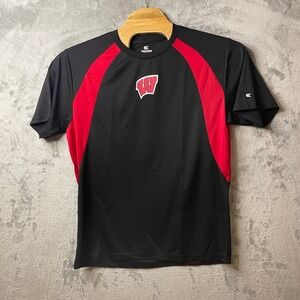 Colosseum‎ Wisconsin Badgers T-Shirt Athletic Training Tee Black Red Size L